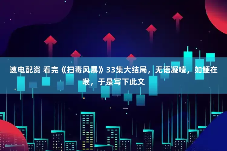 速电配资 看完《扫毒风暴》33集大结局，无语凝噎，如鲠在喉，于是写下此文